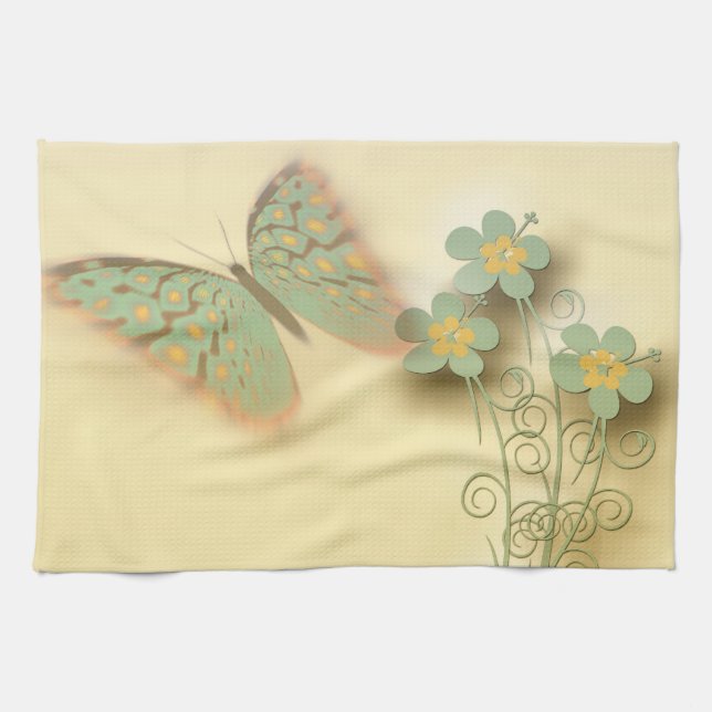 Fancy Butterfly & Flowers Towel (Horizontal)