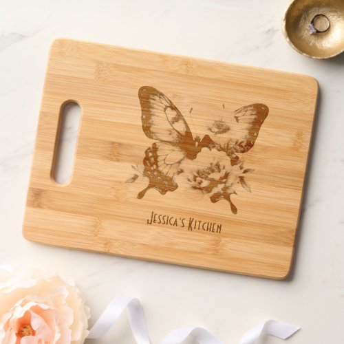 Fancy Butterfly Personalized Etched Cutting Board