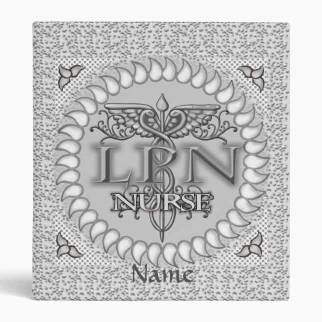 Fancy Caduceus LPN nurse 3 Ring Binder (Front)