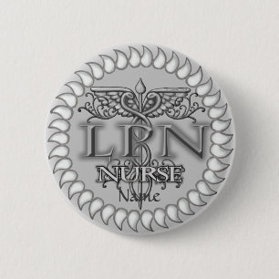 Fancy Caduceus LPN nurse Button