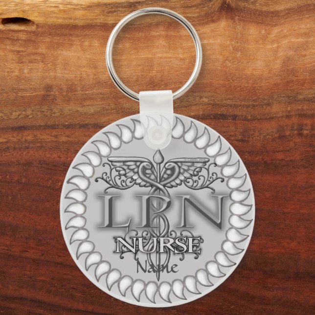 Fancy Caduceus LPN nurse Keychain (Front)