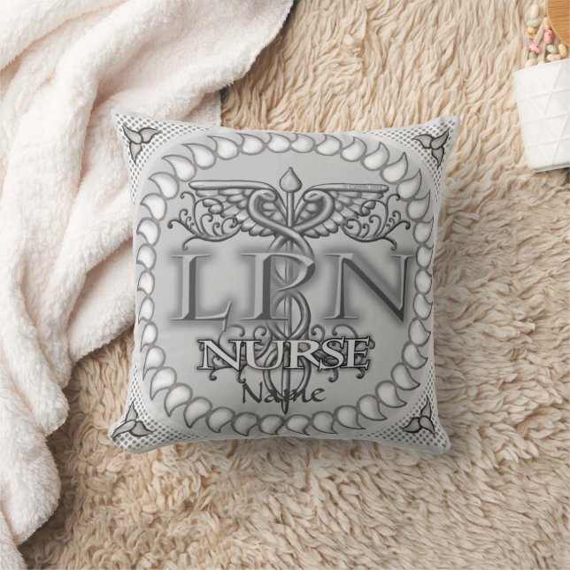 Fancy Caduceus LPN nurse Throw Pillow (Blanket)