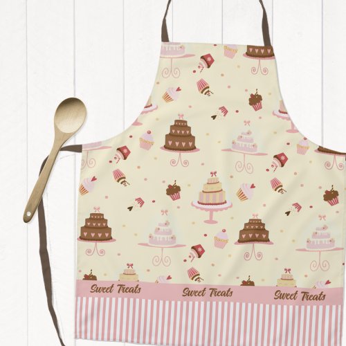 Fancy Cakes and Cupcakes on Cream Baking  Apron