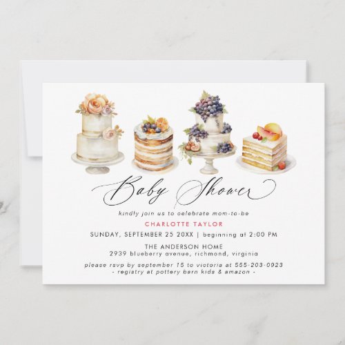 Fancy Cakes Cute Bakery Dessert Theme Baby Shower Invitation