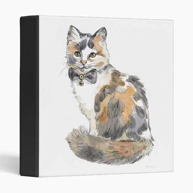 Fancy Calico Cat 3 Ring Binder (Front/Spine)