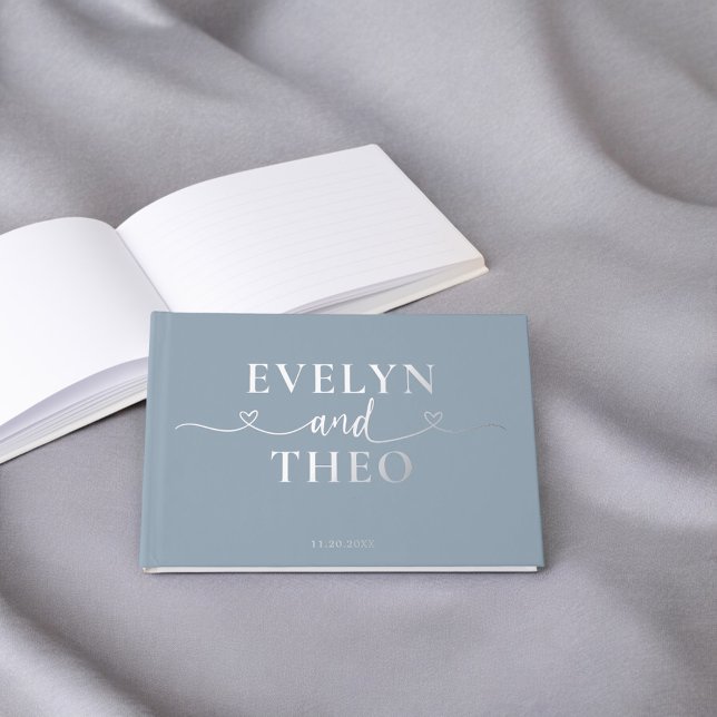 Fancy Calligraphy Heart Blush Sage Green Foil Guest Book (Creator Uploaded)