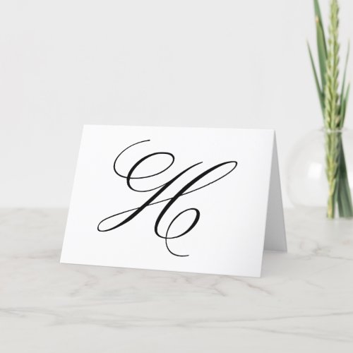 Fancy Calligraphy Letter H Monogram Wedding Thank You Card
