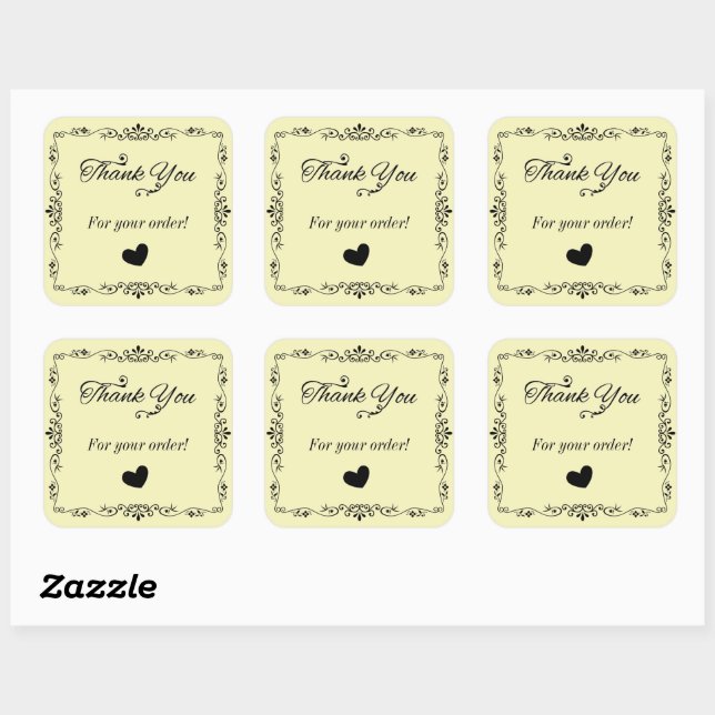 Fancy Calligraphy Thank You Product Package Label (Sheet)