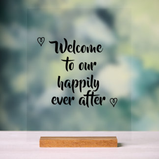 Fancy Calligraphy Welcome to our Storybook Wedding Acrylic Sign