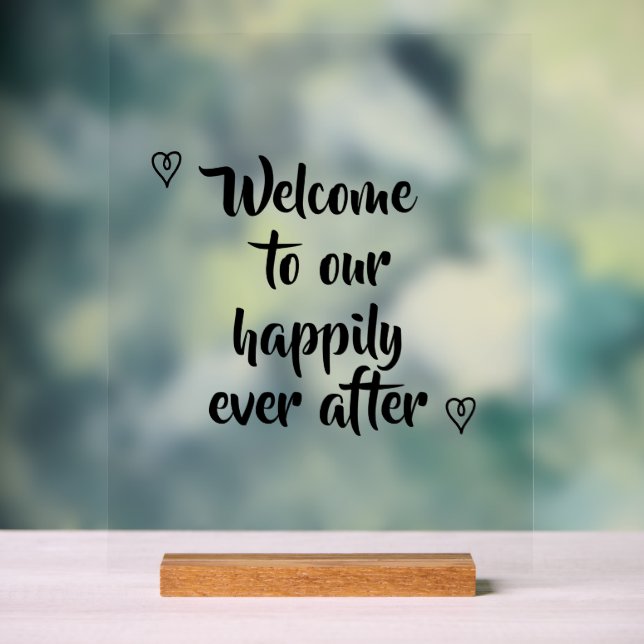 Fancy Calligraphy Welcome to our Storybook Wedding Acrylic Sign (Neutral)