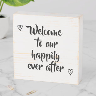 Fancy Calligraphy Welcome to our Storybook Wedding Wooden Box Sign
