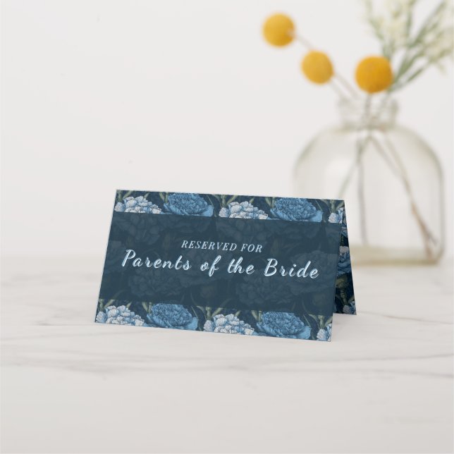 Fancy Carnation Garden Floral Wedding Place Card (Front)