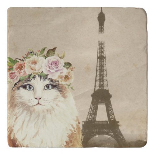 Fancy Cat  Eiffel Tower Trivet