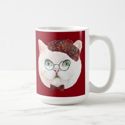 Fancy Cat Lovers Decor Top Hat Bow Tie Glasses Coffee Mug