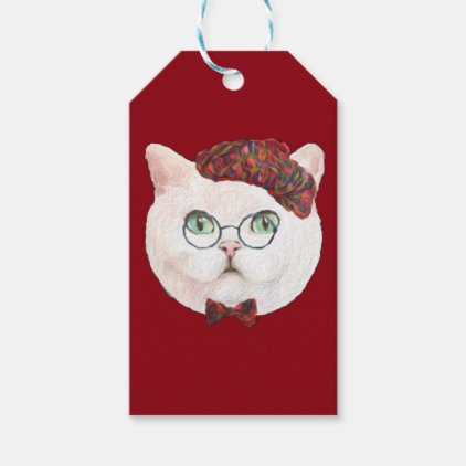 Fancy Cat Lovers Decor Top Hat Bow Tie Glasses Gift Tags