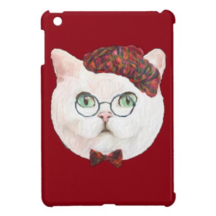 Fancy Cat Lovers Decor Top Hat Bow Tie Glasses iPad Mini Cover