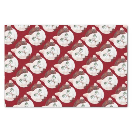 Fancy Cat Lovers Decor Top Hat Bow Tie Glasses Tissue Paper