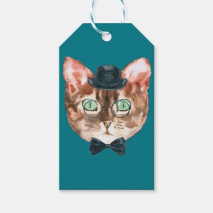 Fancy Cat Lovers Decor Top Hat Glasses Bow Tie Gift Tags