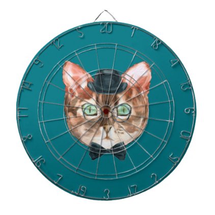 Fancy Cat Lovers Decor Top Hat Glasses Dart Board