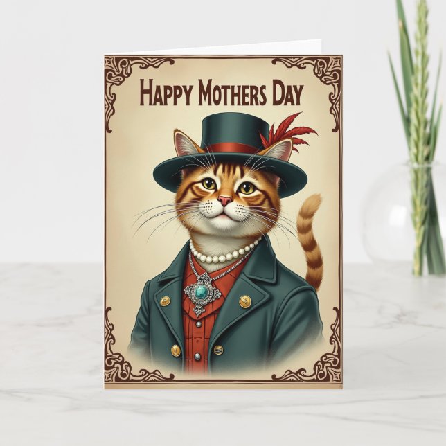 Fancy Cat Mothers Day Card (Front)