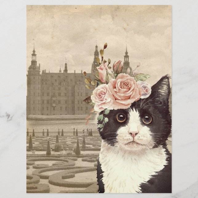 Fancy Cat & The Castle Scrapbook Paper (Front)
