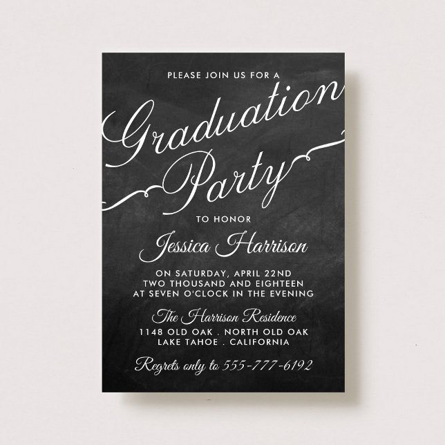Fancy Chalkboard Typography Graduation Party Invitation (Creator Uploaded)
