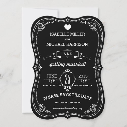 Fancy Chalkboard Vintage Bracket Save the Date