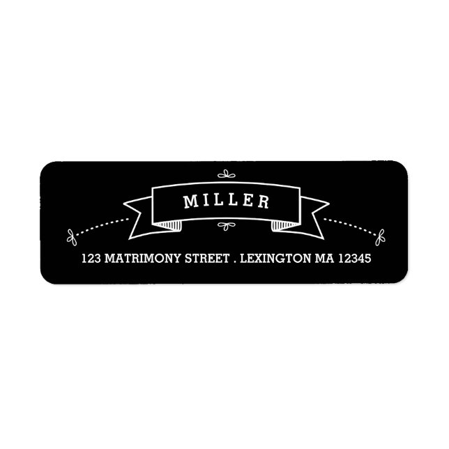 Fancy Chalkboard Vintage Wedding Address Label (Front)