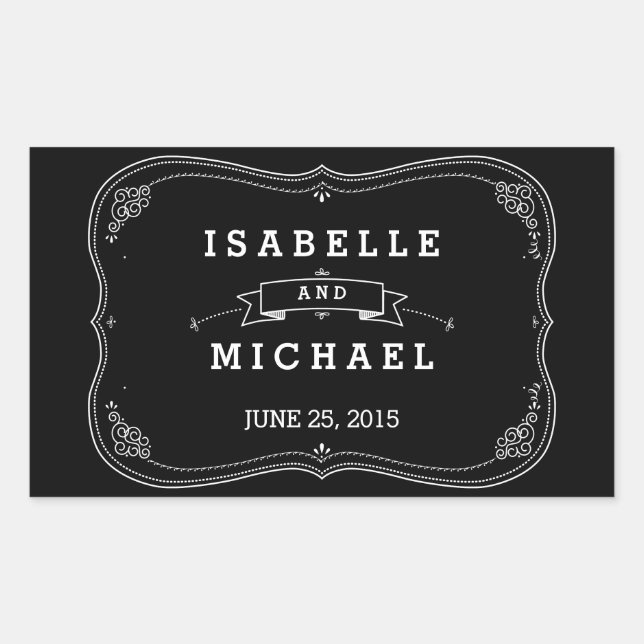 Fancy Chalkboard Vintage Wedding Sticker (Front)
