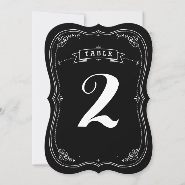 Fancy Chalkboard Vintage Wedding Table Number (Front)