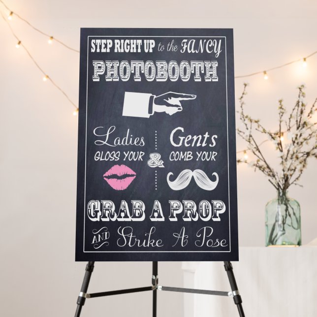 Fancy Chalkboard Wedding Photobooth Sign (In Situ (Stand))