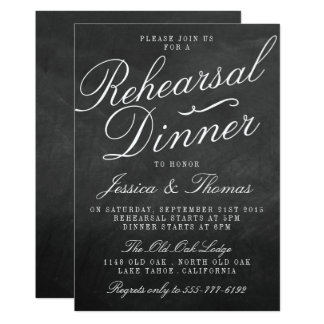 Fancy Chalkboard Wedding Rehearsal Dinner Card
