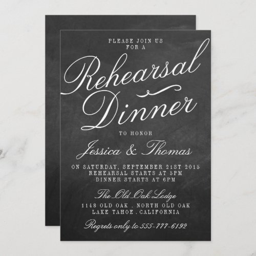 Fancy Chalkboard Wedding Rehearsal Dinner Invitation