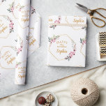 Fancy Cherry Blossom 21st Birthday Wrapping Paper<br><div class="desc">Make the birthday celebration truly special with our Elegant Cherry Blossom 21st Birthday Wrapping Paper. This personalized wrapping paper features a sophisticated design, where birthday wishes are beautifully framed by an exquisite cherry blossom and gold wreath. The wreath is arranged in a stylish pattern, adding an air of elegance to...</div>