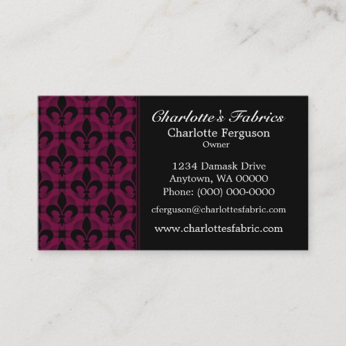 Fancy Chic Business Card, Burgundy Wine