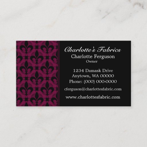 Customizable Fancy Chic Business Card, Burgundy Wine