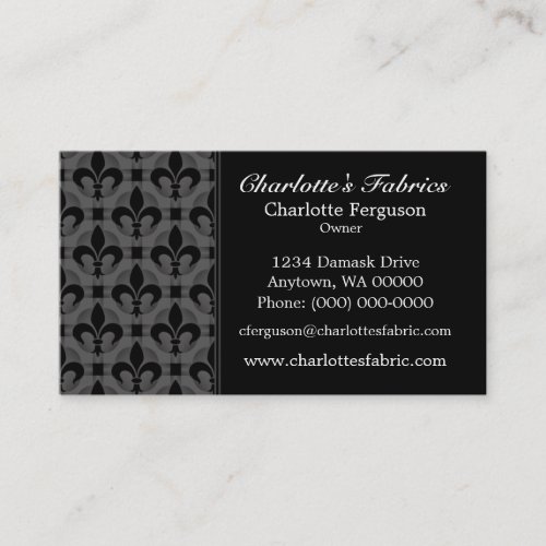 Fancy Chic Business Card, Dark Gray