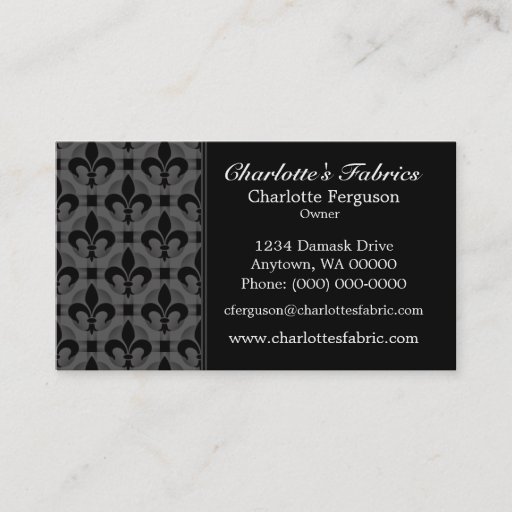 Customizable Fancy Chic Business Card, Dark Gray