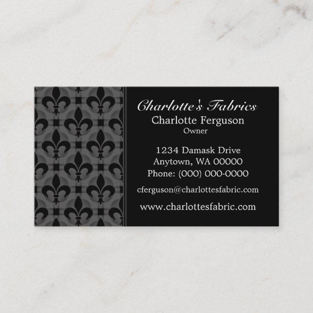 Fancy Chic Business Card, Dark Gray Card (Front)