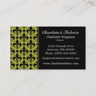 Fancy Chic Business Card, Olive Green Card