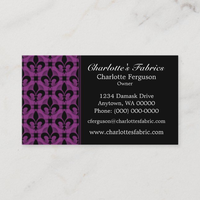 Fancy Chic Business Card, Plum Perfection Card (Front)