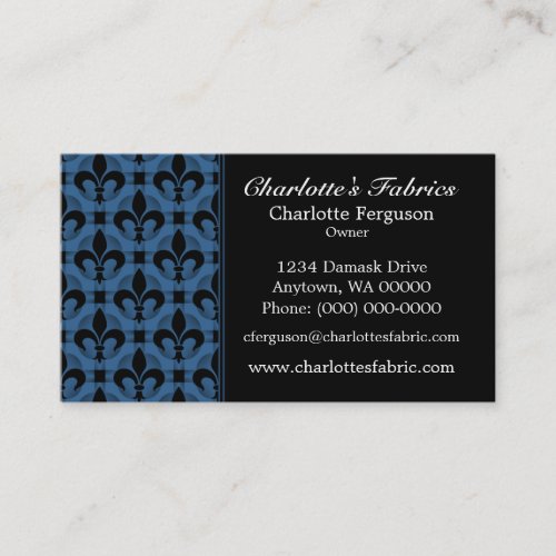 Fancy Chic Business Card, Royal Blue
