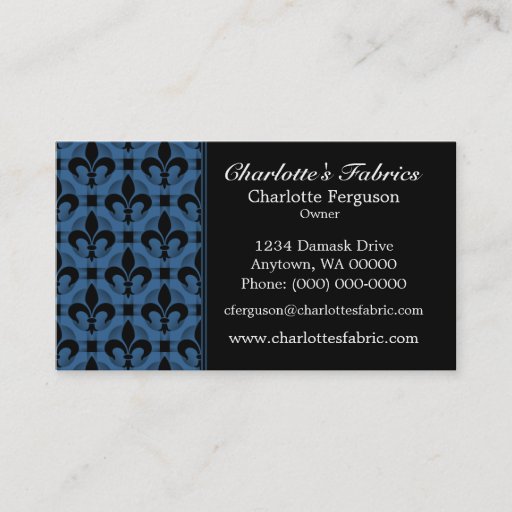Customizable Fancy Chic Business Card, Royal Blue