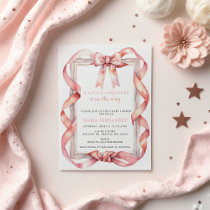 Fancy Chic Coquette Pink Bow Girl Baby Shower Invitation