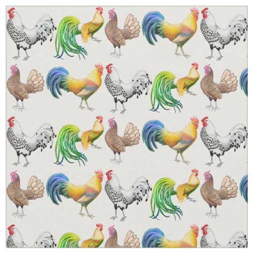 Fancy Chickens Rooster Fabric