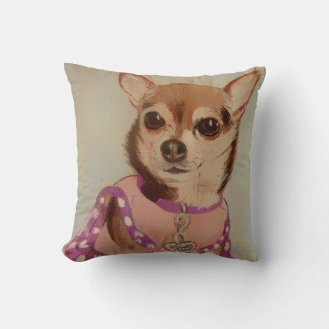 Fancy Chihuahua Throw Pillow (Front)