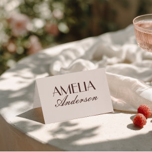 Fancy Chocolate Brown Classy Wedding Place Cards