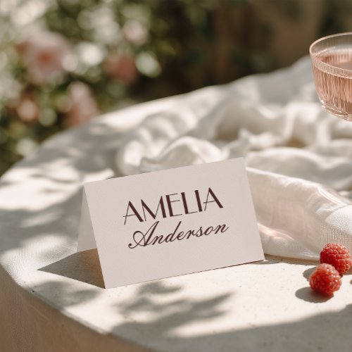 Fancy Chocolate Brown Classy Wedding Place Cards