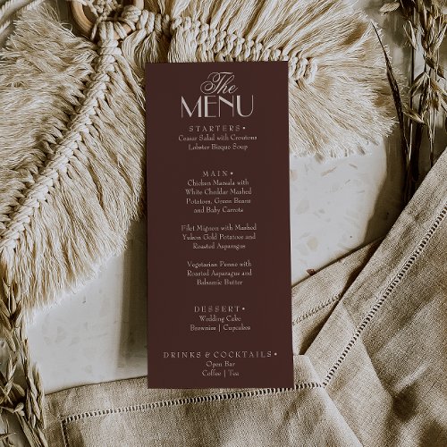 Fancy Chocolate Brown Old Money Luxury Wedding Menu
