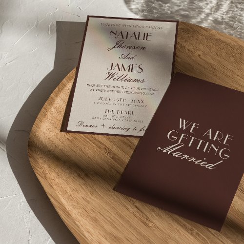 Fancy Chocolate Brown Old Money Retro Wedding Invitation